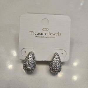 Treasure Jewels Pave Silver Teardrop Earrings